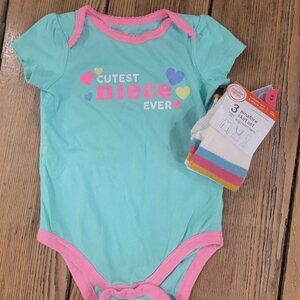 18 Months Baby Toddler Girl Onesie and Tights, Cutest Niece Aunt Uncle Colorful